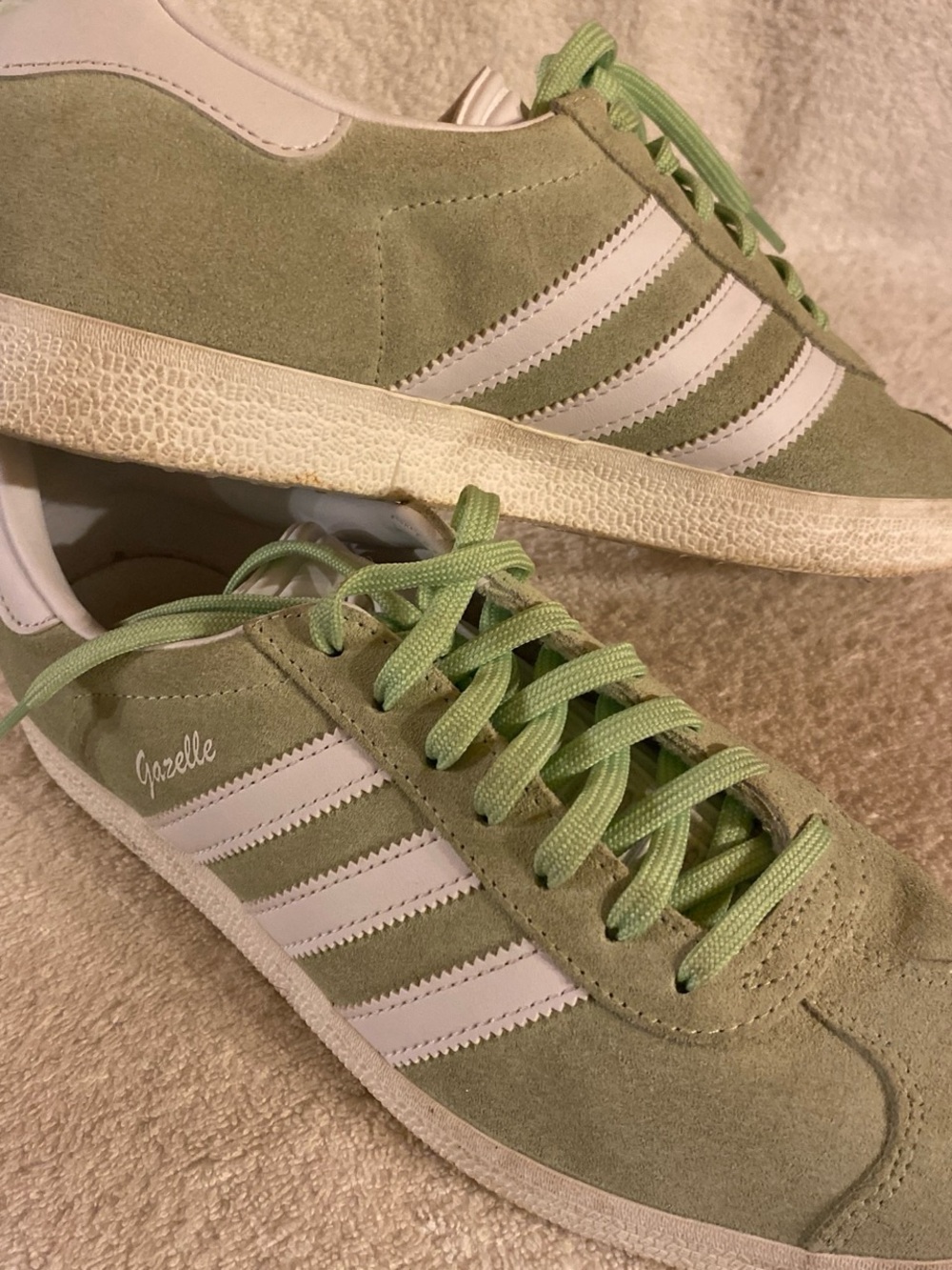 adidas Gazelle Women’s Suede Sneakers - Light Green/White